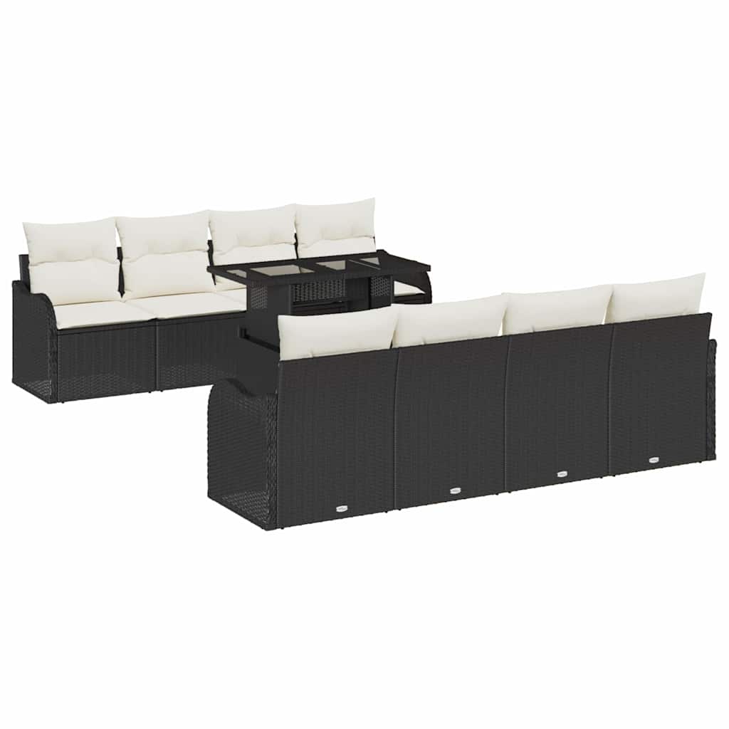 Garten-Sofa-Set 9 pcs Schwarz 100 x 55 x 73 cm Poly Rattan