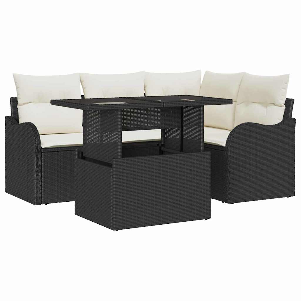 Garten-Sofa-Set 5 pcs Schwarz 100 x 55 x 73 cm Poly Rattan