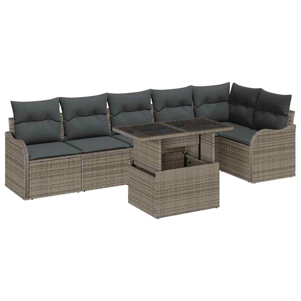 Garten-Sofa-Set Manuell 7 pcs Grau 100 x 55 x 73 cm Poly Rattan