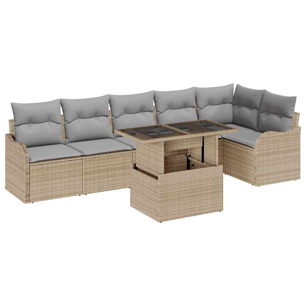 Garten-Sofa-Set 7 pcs Beige 100 x 55 x 73 cm Poly Rattan