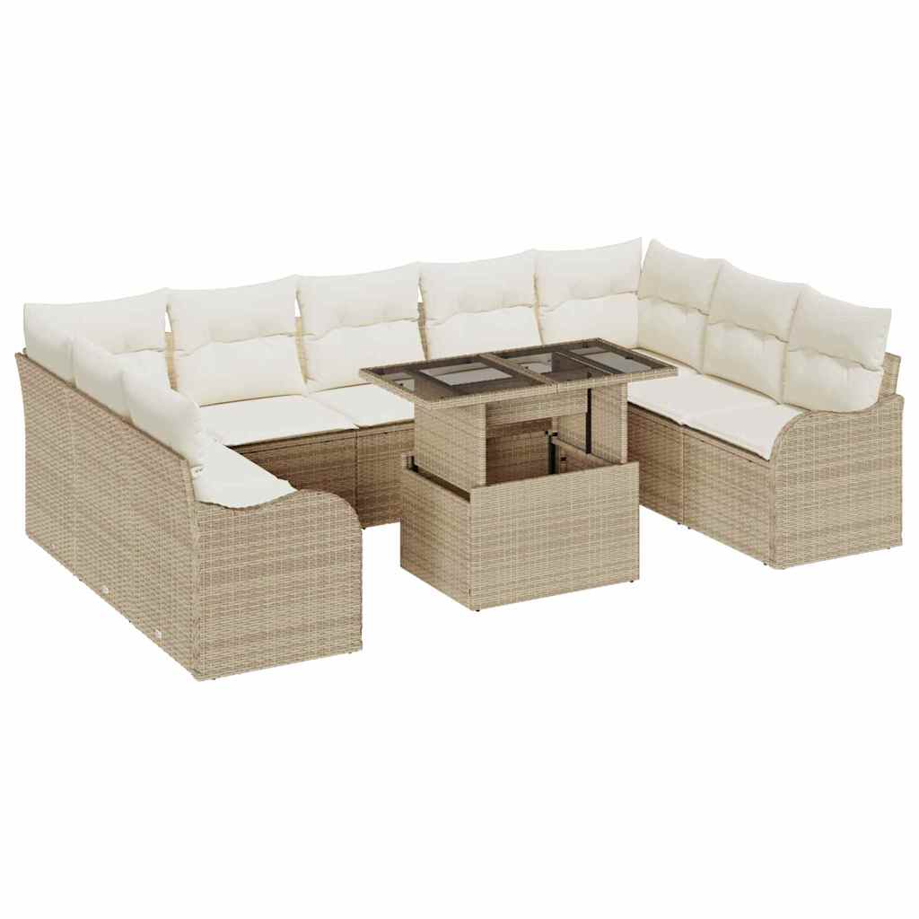 Garten-Sofa-Set 10 pcs Beige 100 x 55 x 73 cm Poly Rattan