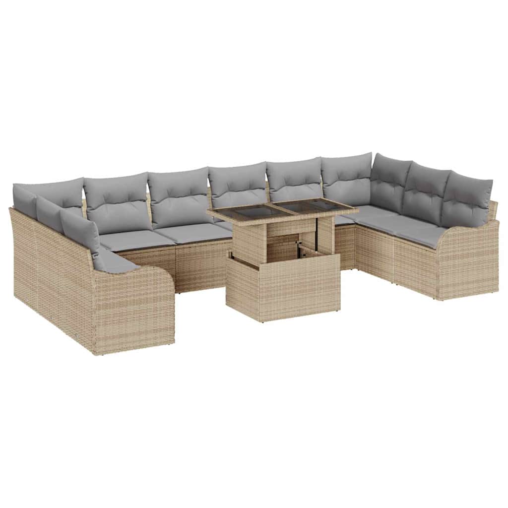 Garten-Sofa-Set 11 pcs Beige 100 x 55 x 73 cm Poly Rattan