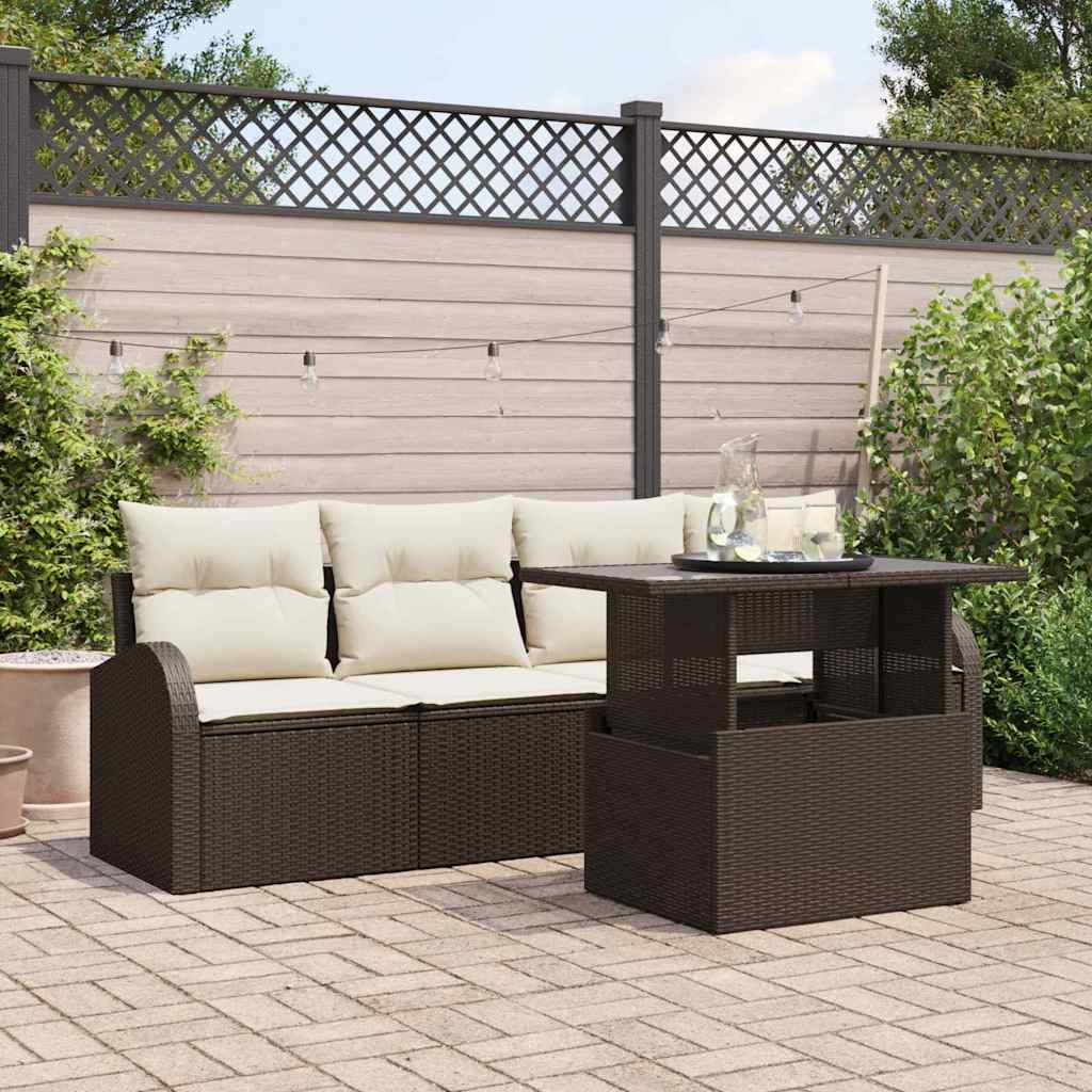 Garten-Sofa-Set 5 pcs Braun 100 x 55 x 73 cm Poly Rattan