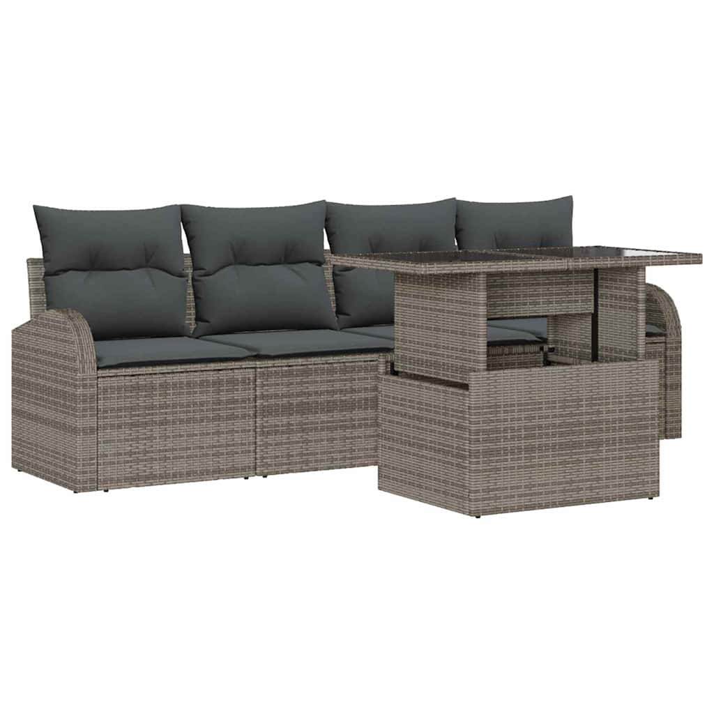 Garten-Sofa-Set Manuell 5 pcs Grau 100 x 55 x 73 cm Poly Rattan