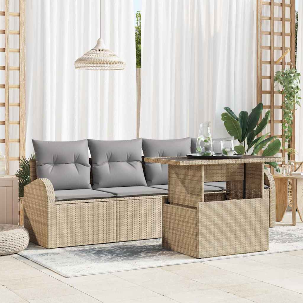 Garten-Sofa-Set 5 pcs Beige 100 x 55 x 73 cm Poly Rattan