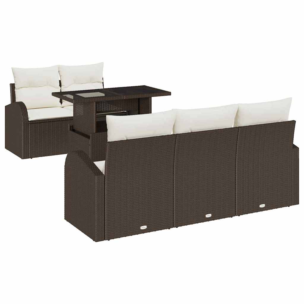 Garten-Sofa-Set 6 pcs Braun 100 x 55 x 73 cm Poly Rattan