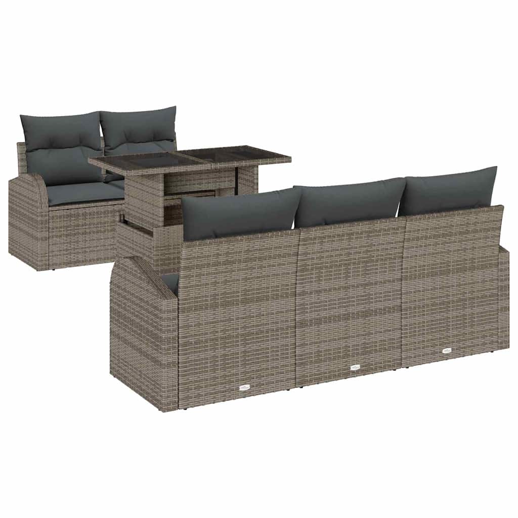 Garten-Sofa-Set Manuell 6 pcs Grau 100 x 55 x 73 cm Poly Rattan