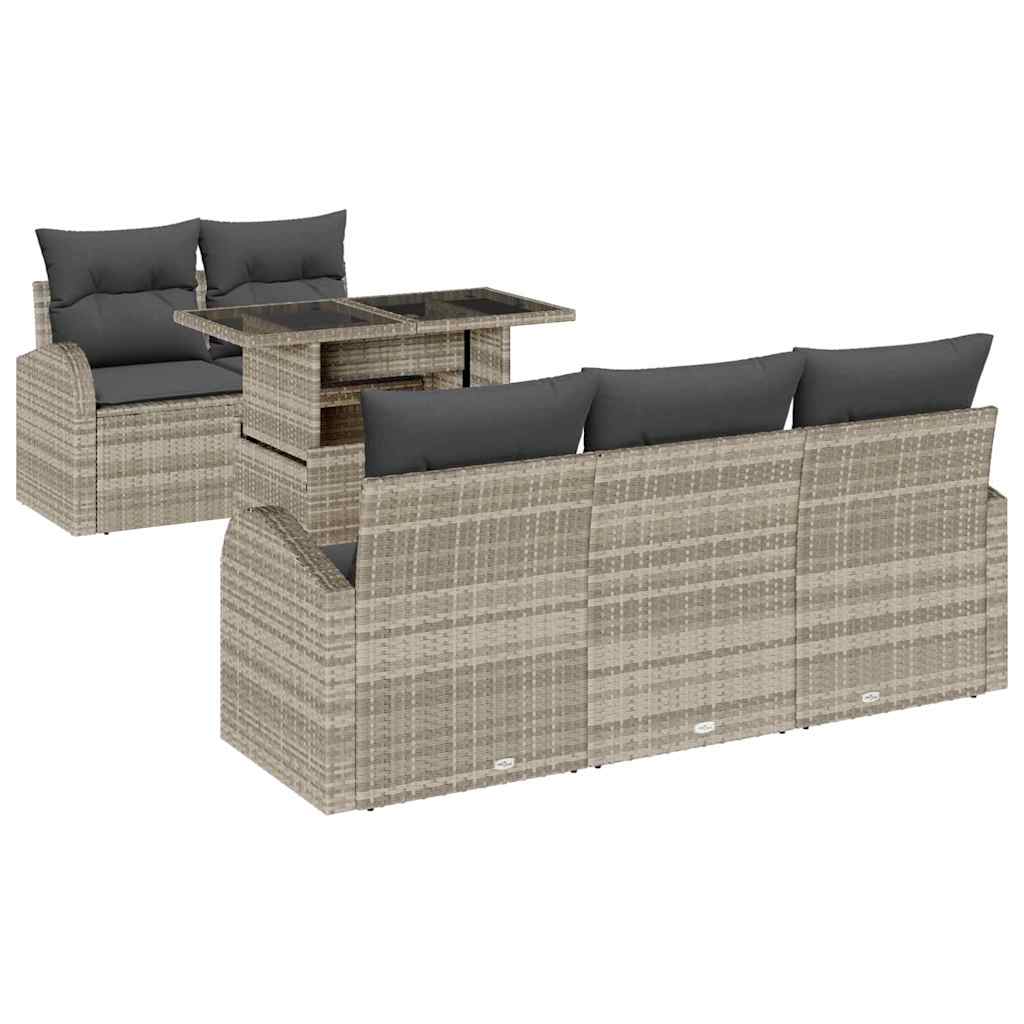 Garten-Sofa-Set 6 pcs Hellgrau 100 x 55 x 73 cm Poly Rattan
