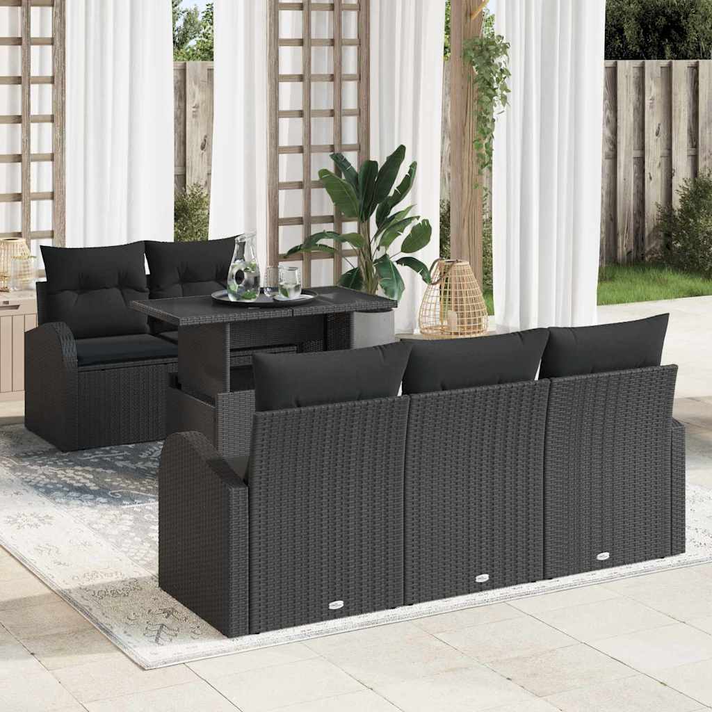 Garten-Sofa-Set 6 pcs Schwarz 100 x 55 x 73 cm Poly Rattan