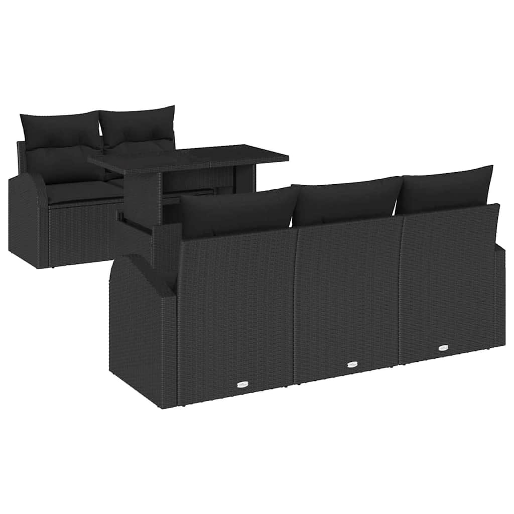 Garten-Sofa-Set 6 pcs Schwarz 100 x 55 x 73 cm Poly Rattan