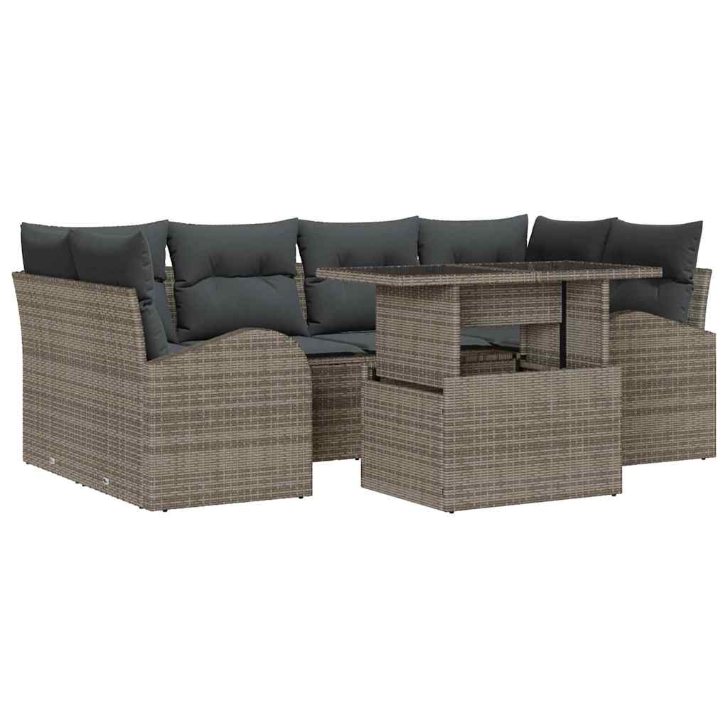 Garten-Sofa-Set 7 pcs Grau 100 x 55 x 73 cm Poly Rattan