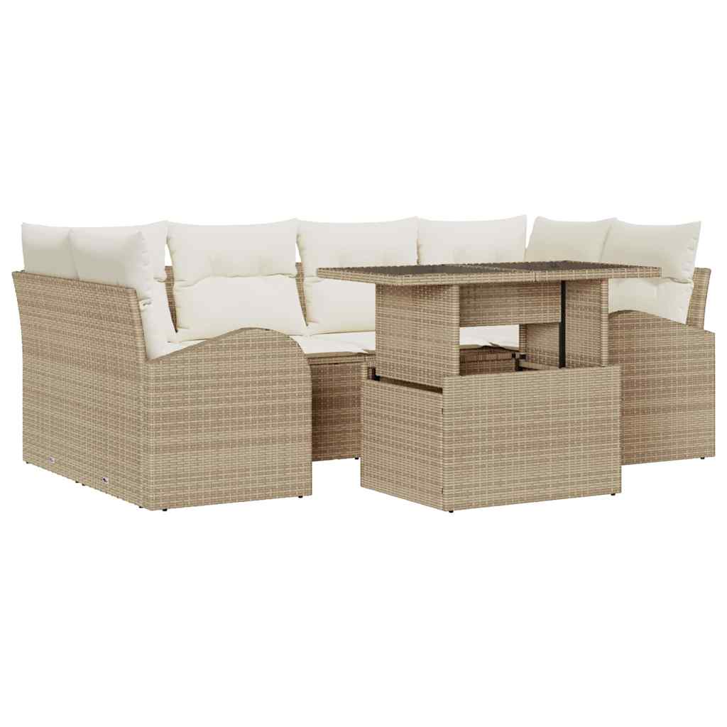 Garten-Sofa-Set 7 pcs Beige 100 x 55 x 73 cm Poly Rattan