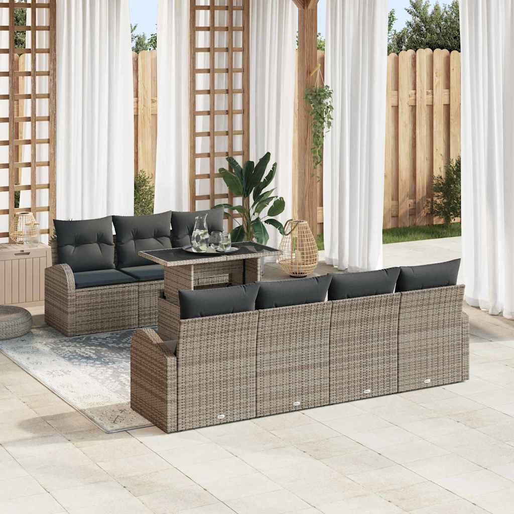 Garten-Sofa-Set 8 pcs Grau 100 x 55 x 73 cm Poly Rattan