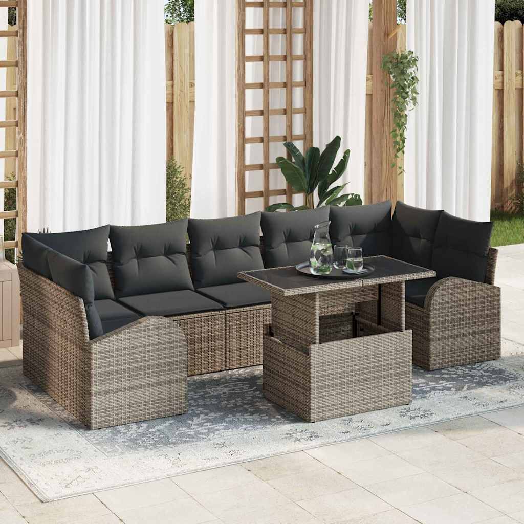 Garten-Sofa-Set Manuell 8 pcs Grau 100 x 55 x 73 cm Poly Rattan