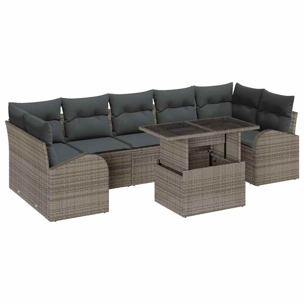 Garten-Sofa-Set Manuell 8 pcs Grau 100 x 55 x 73 cm Poly Rattan