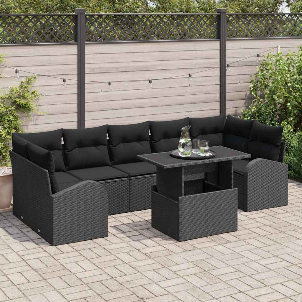 Garten-Sofa-Set 8 pcs Schwarz 100 x 55 x 73 cm Poly Rattan