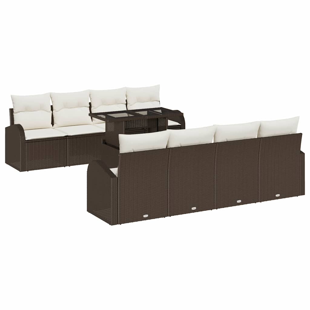 Garten-Sofa-Set 9 pcs Braun 100 x 55 x 73 cm Poly Rattan