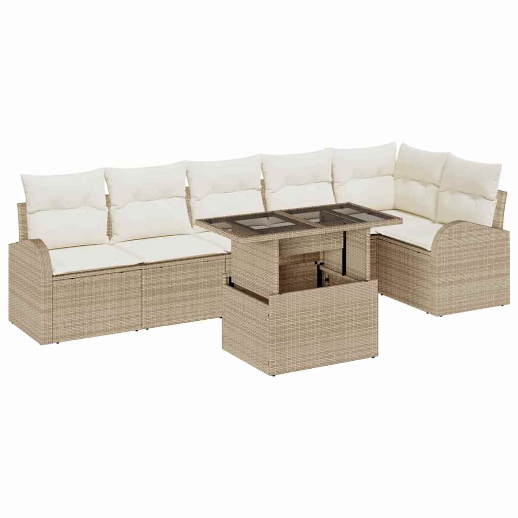 Garten-Sofa-Set 7 pcs Beige 100 x 55 x 73 cm Poly Rattan