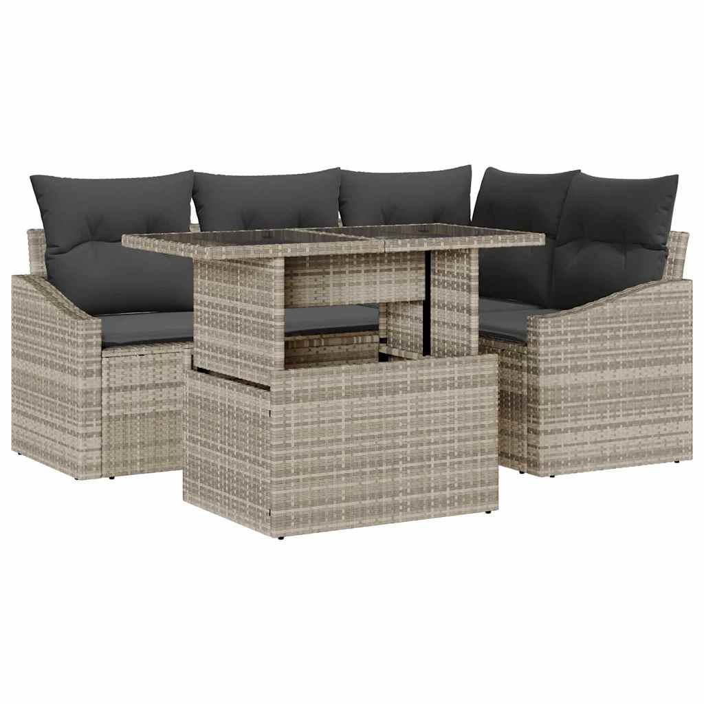 Garten-Sofa-Set mit Kissen 5 pcs Beige Grau 100 x 55 x 73 cm