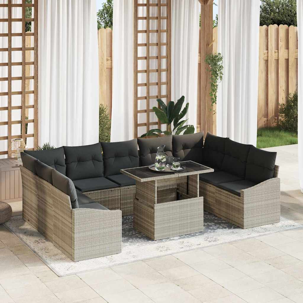 Garten-Sofa-Set 10 pcs Beige, Dunkelgrau 100 x 55 x 73 cm