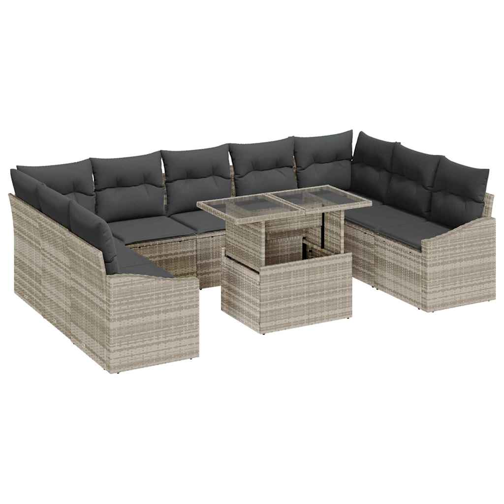 Garten-Sofa-Set 10 pcs Beige, Dunkelgrau 100 x 55 x 73 cm