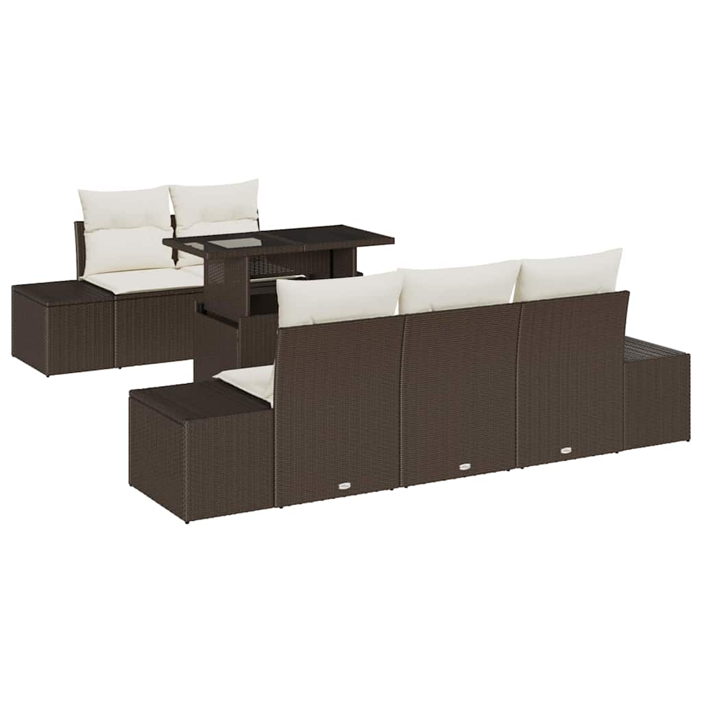 Garten-Sofa-Set mit Kissen 6 pcs Braun, Creme 100 x 55 x 73 cm