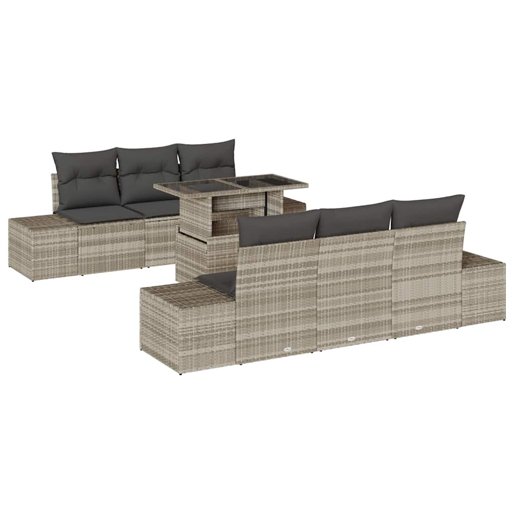 Garten-Sofa-Set mit Kissen 7 pcs Beige Grau 100 x 55 x 73 cm