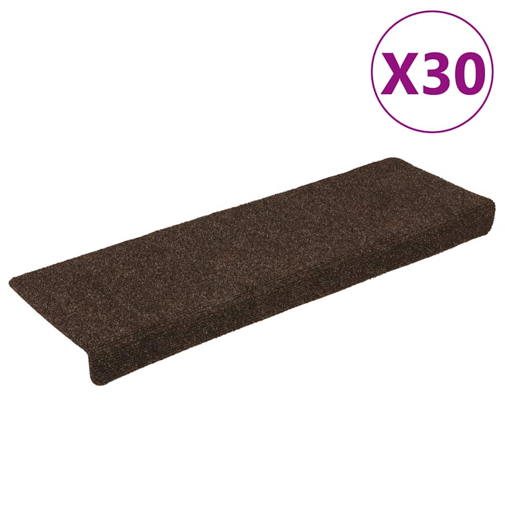 Stufenmatten Selbstklebend 30 Stk. 65x21x4 cm Braun Rechteckiger Rand