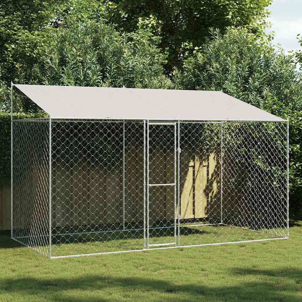 Hundekäfig Silber 400 x 200 x 256 cm Verzinkter Stahl