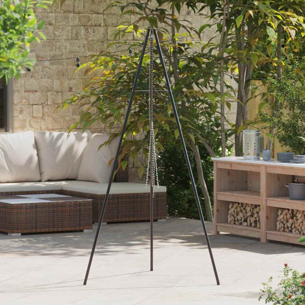 Lagerfeuer Stativ Schwarz 92 x 92 x 191.5 cm Stahl