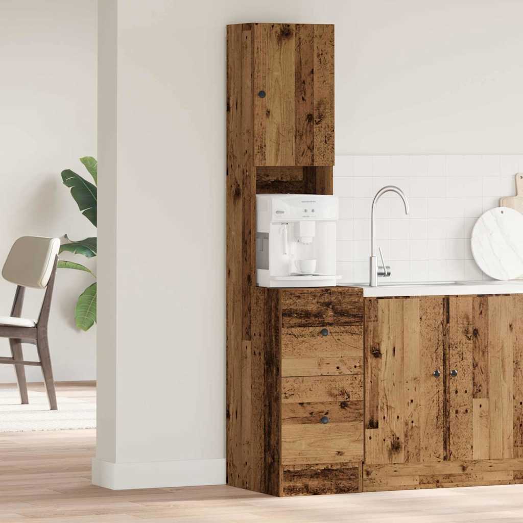 Küchenschrank mit Schubladen mit Regal Altholz Holzwerkstoff
