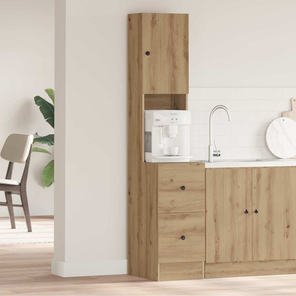 Küchenschrank mit Schubladen Eiche handwerklich Holzwerkstoff