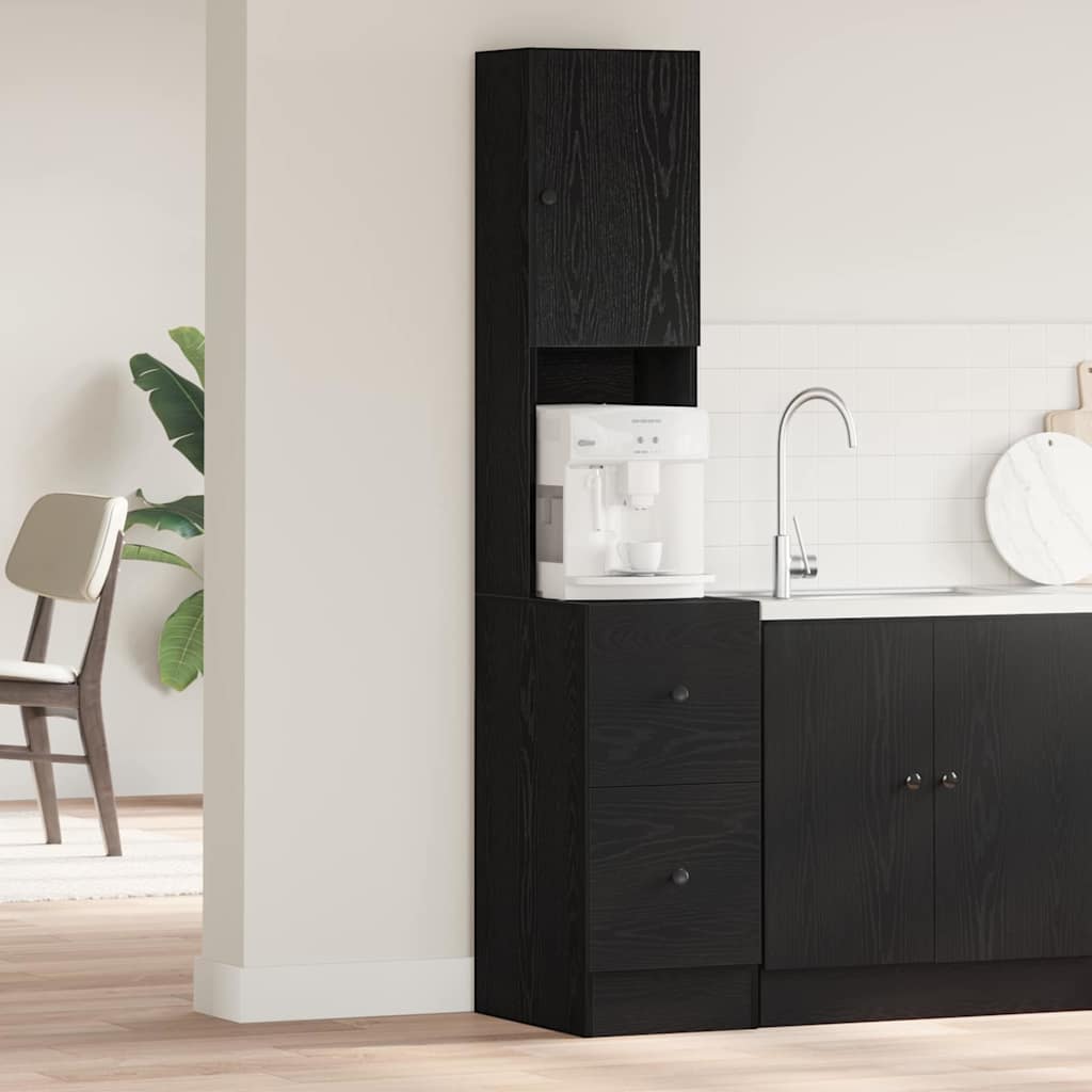 Küchenschrank mit Schubladen Schwarze Eiche Holzwerkstoff