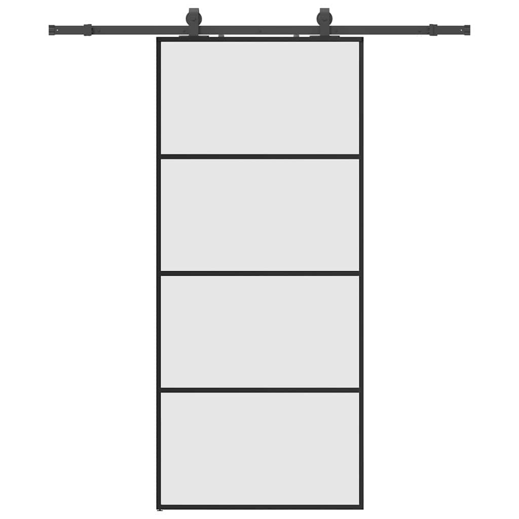 Schiebetür mit Beschlag Schwarz 90x205 cm ESG-Glas