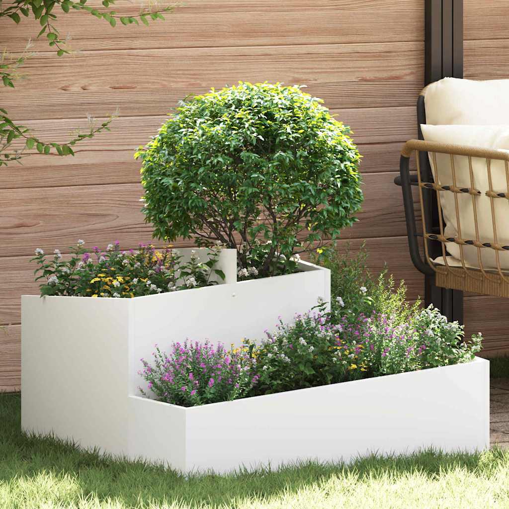 Gartenblumentopf Weiß 80 x 80 x 50 cm Kaltgewalzter Stahl