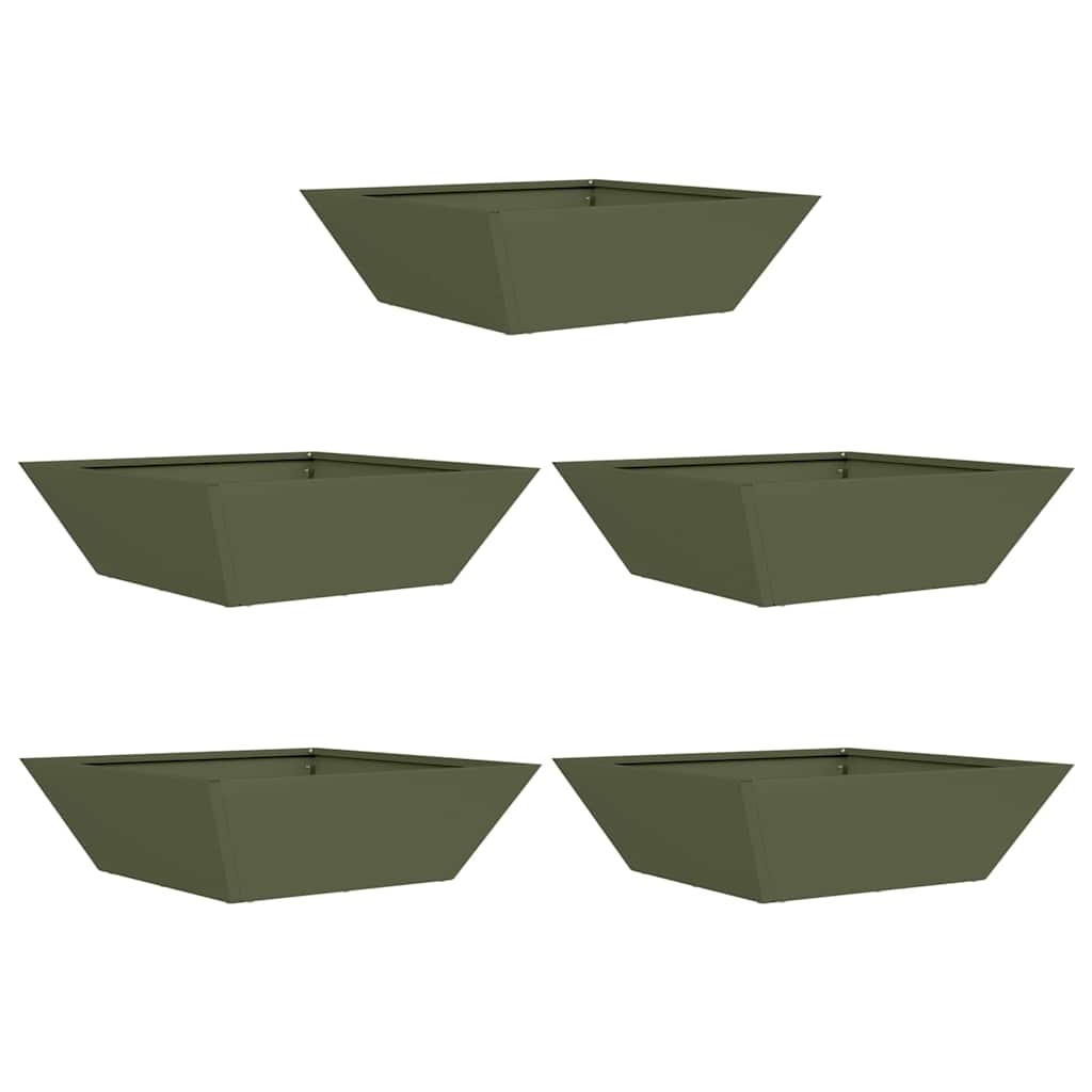 Garten Schüssel Pflanzer 5 pcs Olivgrün 50 x 50 x 15 cm Stahl