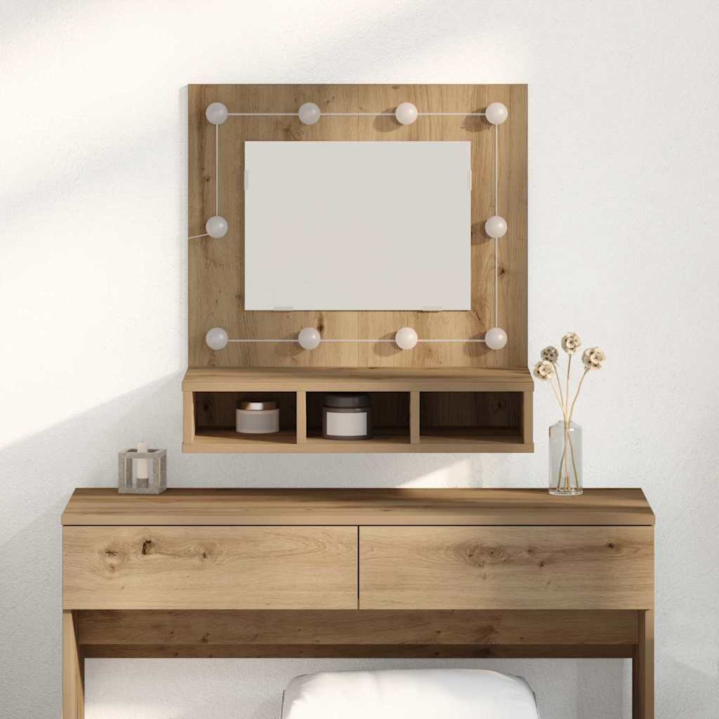 Spiegelschrank mit Regal Eiche handwerklich 62 x 31,5 x 62 cm