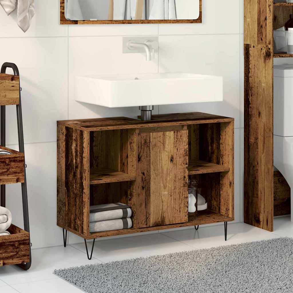 Badezimmer Schrank Altholz 80 x 33 x 60 cm Holzwerkstoff