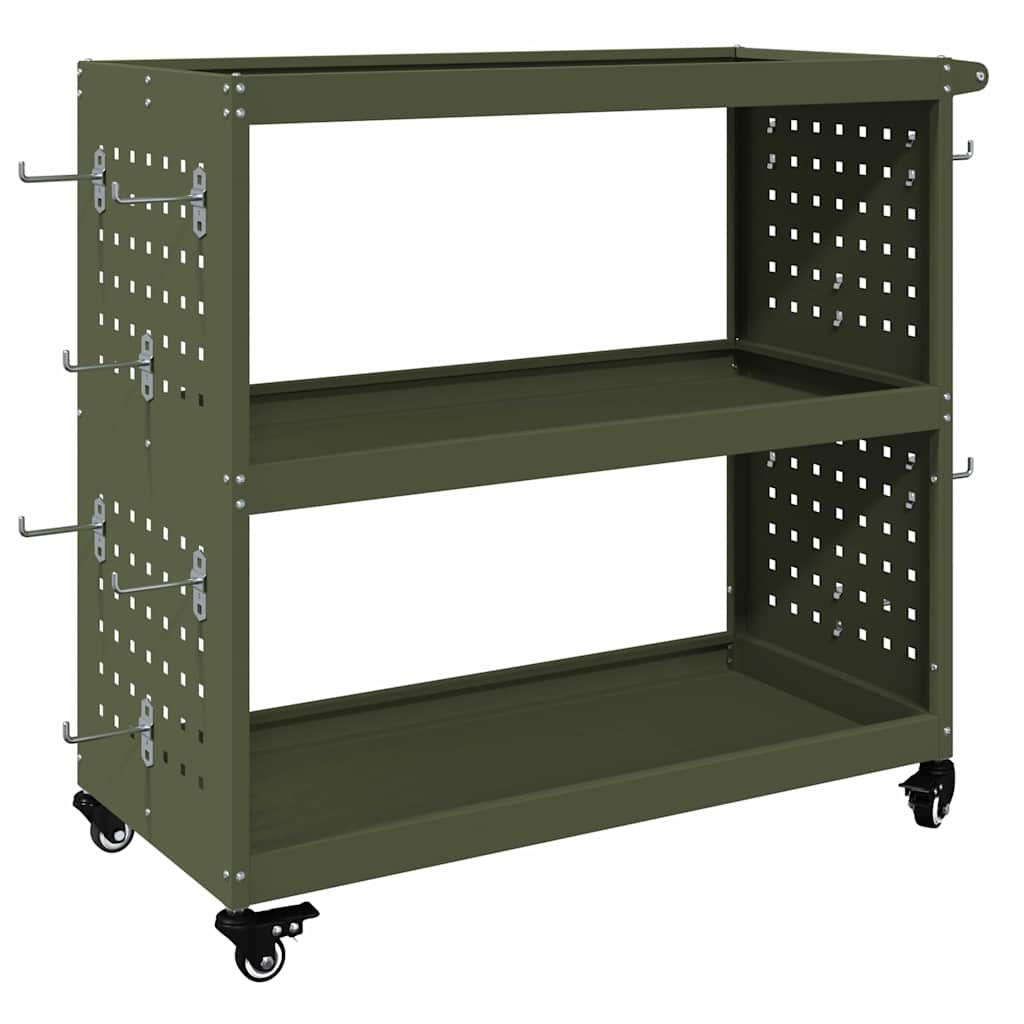 Werkzeugwagen Olivgrün 75 x 35 x 73 cm Kaltgewalzter Stahl