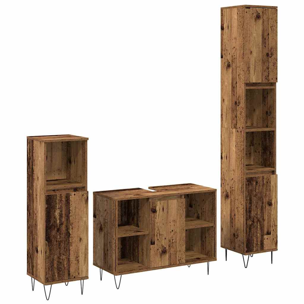 Badezimmer Möbel Set mit Tür 3 pcs Altholz 30 x 30 x 180 cm