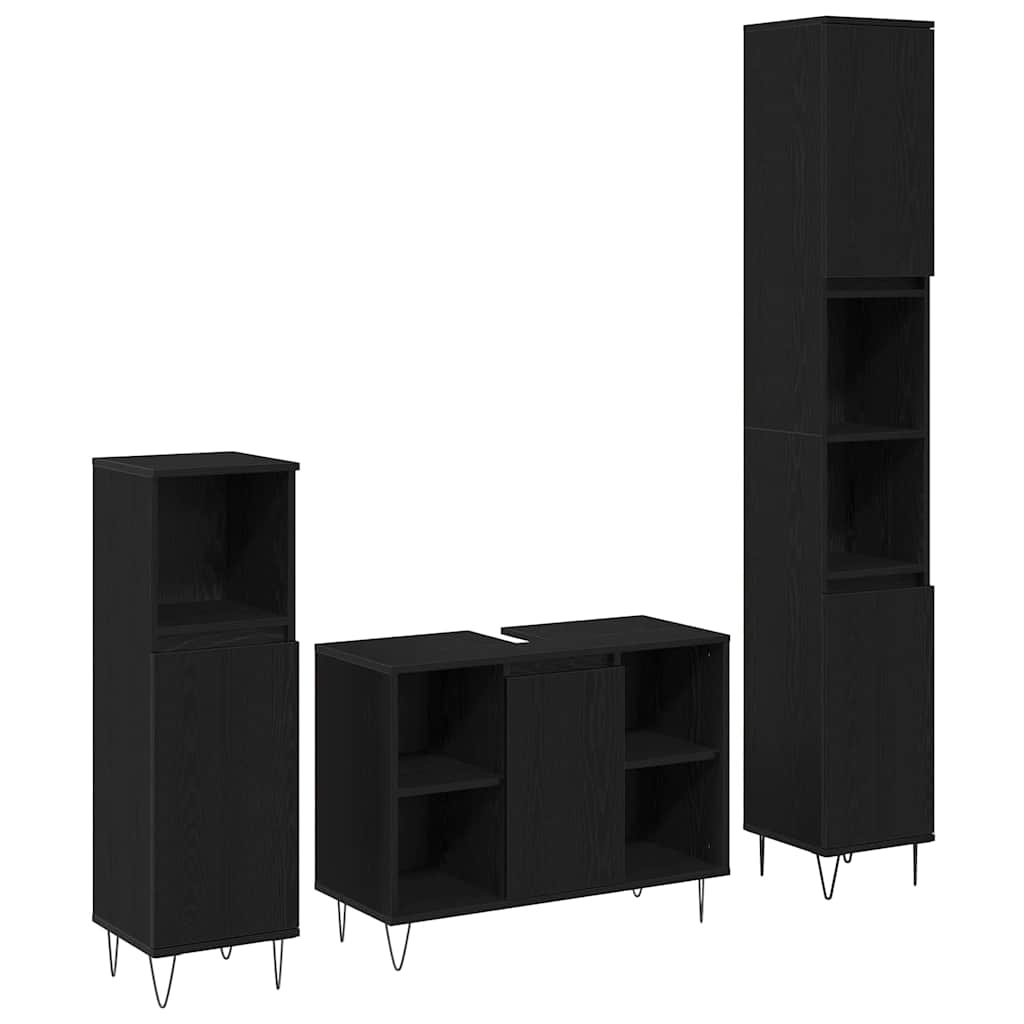 Badezimmer Möbel Set 3 pcs Schwarze Eiche 30 x 30 x 180 cm