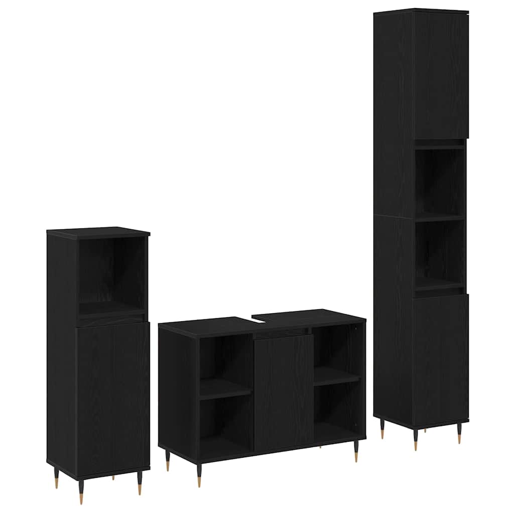 Badezimmermöbel Set 3 pcs Schwarze Eiche 30 x 30 x 180 cm