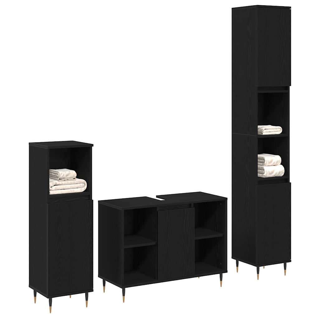 Badezimmermöbel Set 3 pcs Schwarze Eiche 30 x 30 x 180 cm