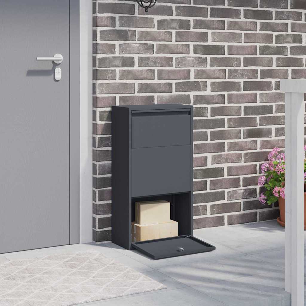 Paketdrop-Box mit Speicher Anthrazit 44 x 22 x 82 cm Stahl