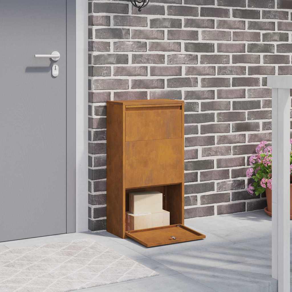 Paketdrop-Box mit Speicher mit Tür Braun 44 x 22 x 82 cm Stahl