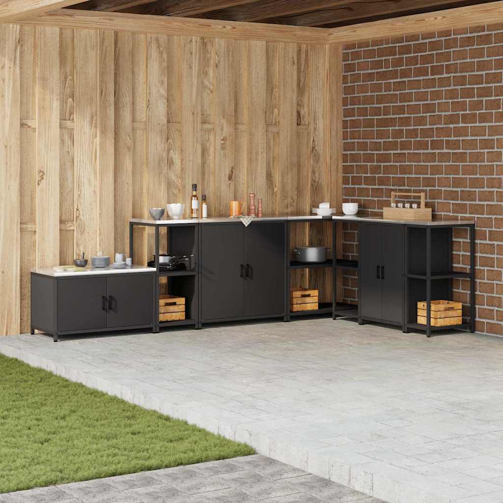 Küchenlageregal mit Regal mit Speicher Schwarz Stahl
