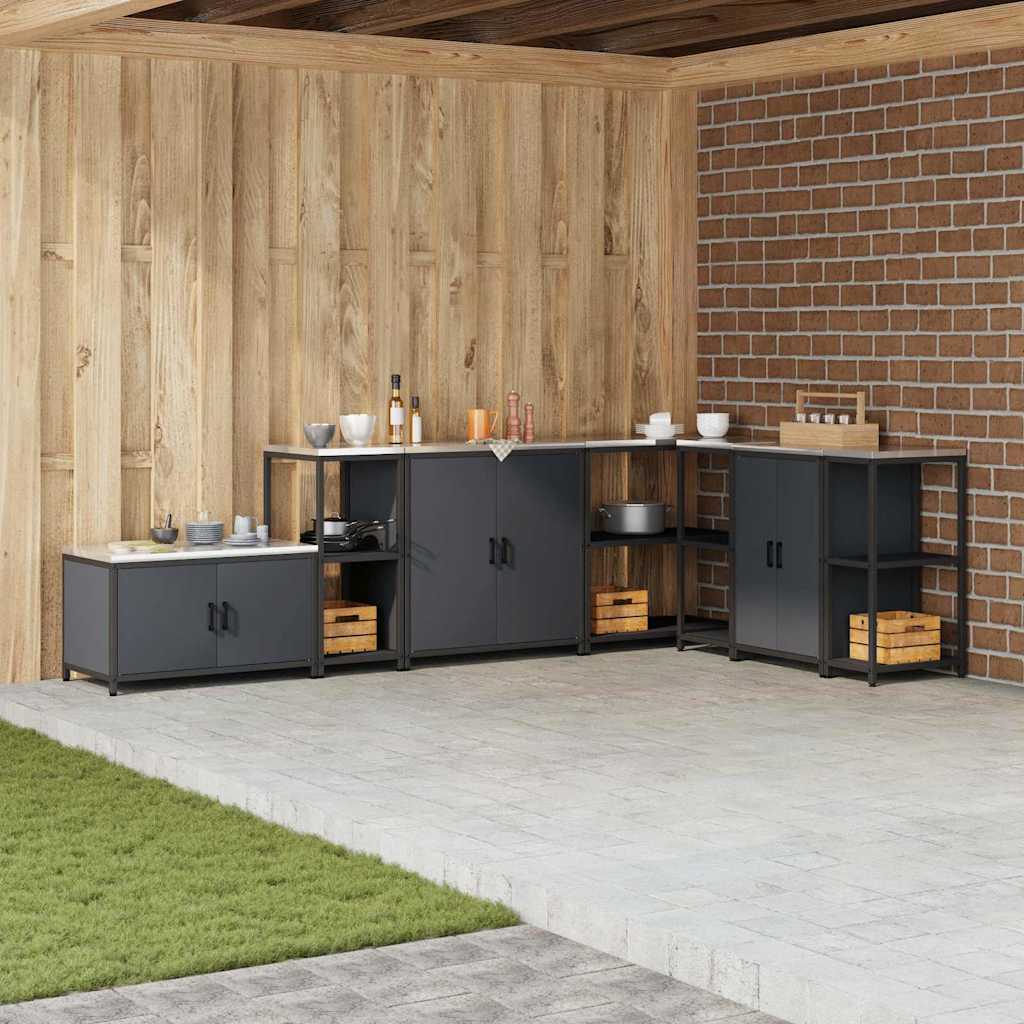 Küchenlageregal mit Regal mit Speicher Anthrazit Stahl