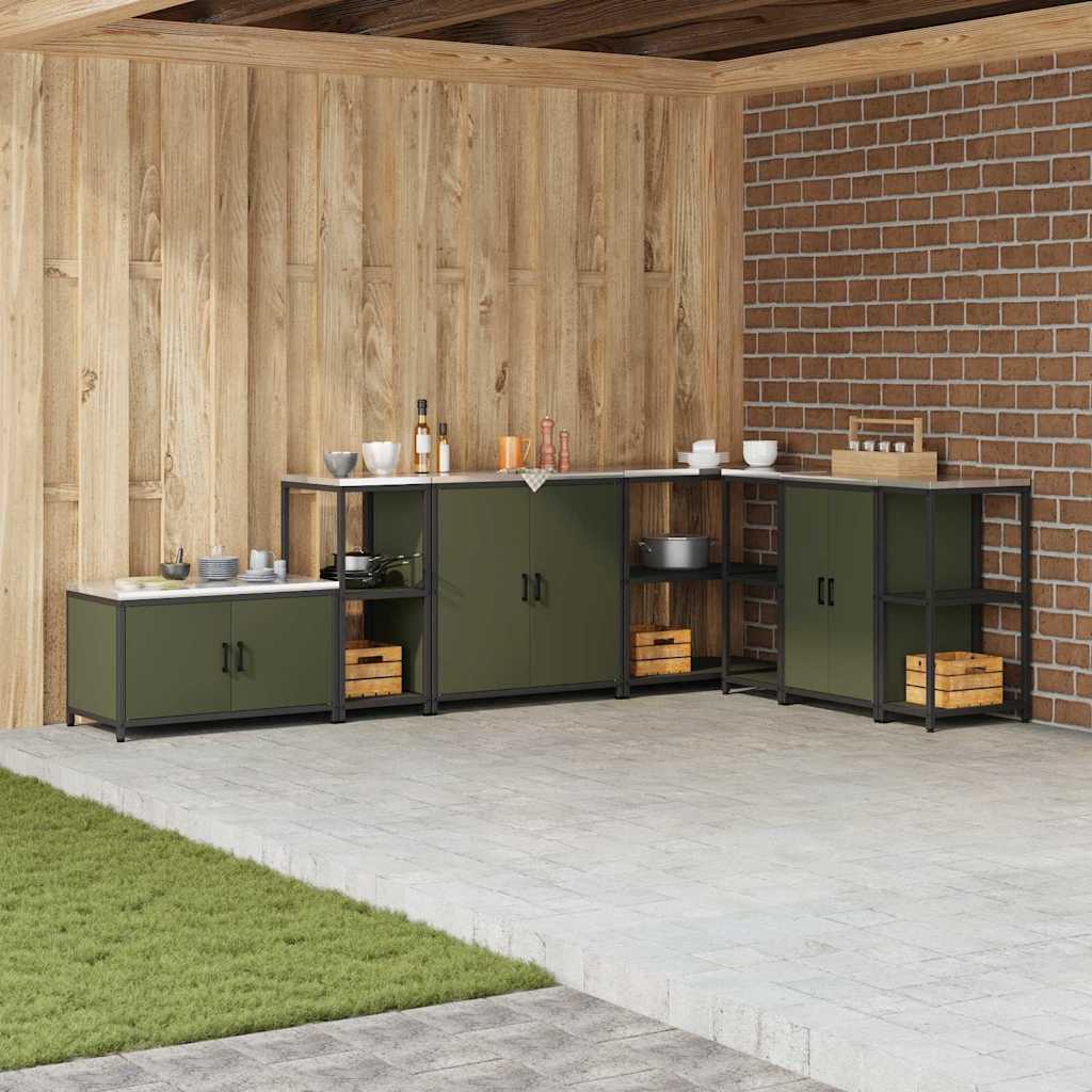 Küchenlageregal mit Regal mit Speicher Olivgrün Stahl