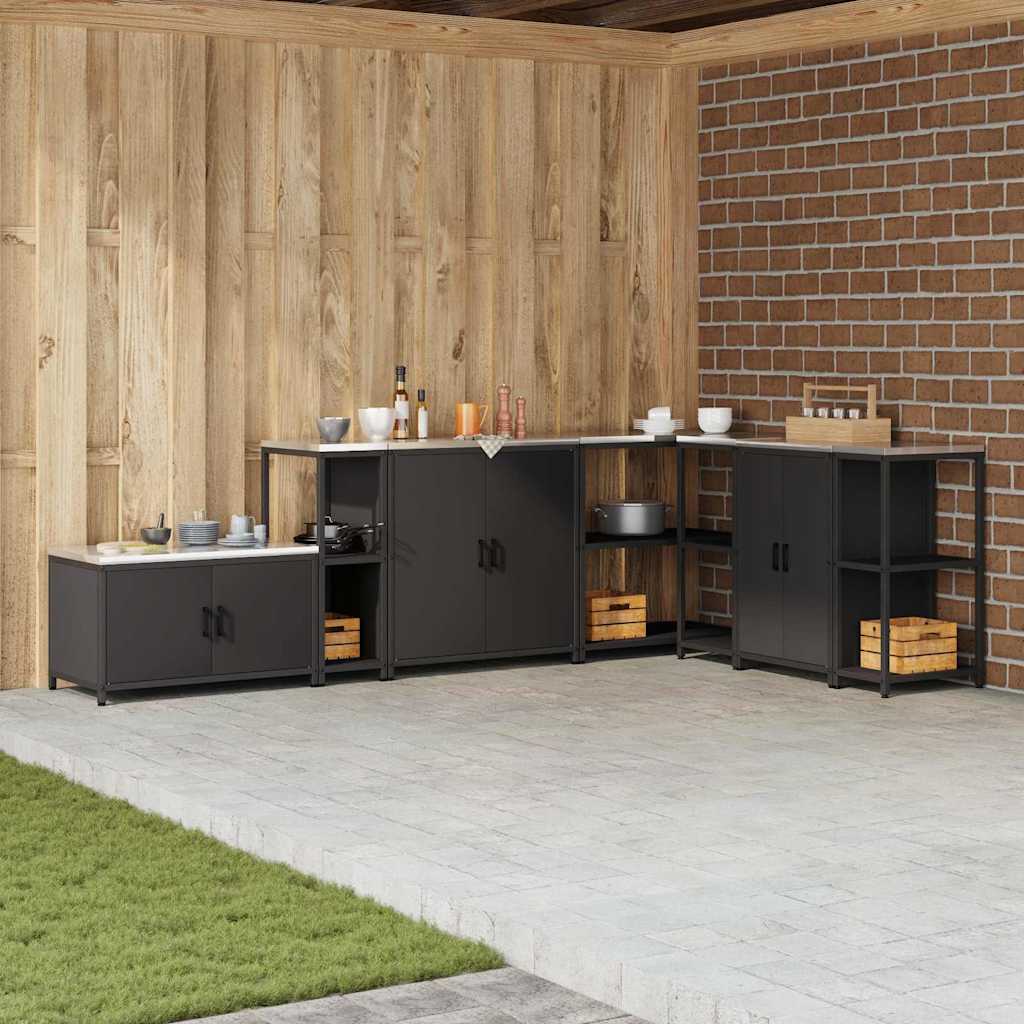 Küchenlageregal mit Regal mit Speicher Schwarz Stahl
