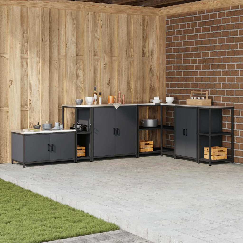 Küchenlageregal mit Regal mit Speicher Anthrazit Stahl
